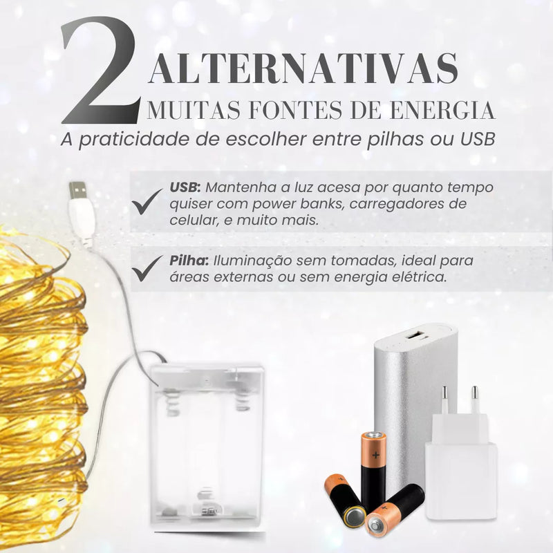 Luz Natalina Fio De Fada 10m 100 Leds Enfeite Natal Branco Quente (cópia)